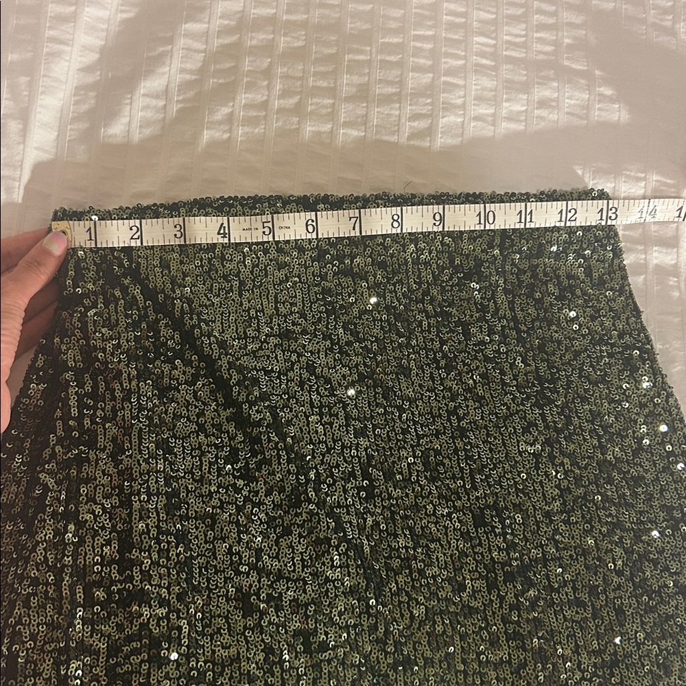 Topshop Dark Green Sequin Skirt - Picture 4 of 5